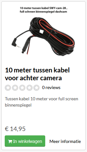 10 meter tussenkabel binnenspiegel dashcam